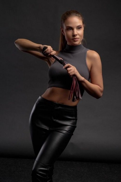 Бордовая плеть Ladys Arsenal с гладкой ручкой - 45 см. - БДСМ Арсенал - купить с доставкой в Ижевске