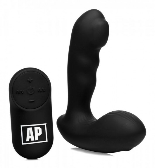 Черный стимулятор простаты Alpha-Pro 7X P-Milker Silicone Prostate Stimulator with Milking Bead - XR Brands - в Ижевске купить с доставкой