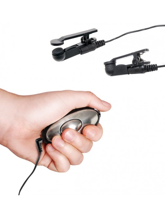 Черные электрические зажимы для сосков Shock Therapy Nipple Clamps - Pipedream - купить с доставкой в Ижевске