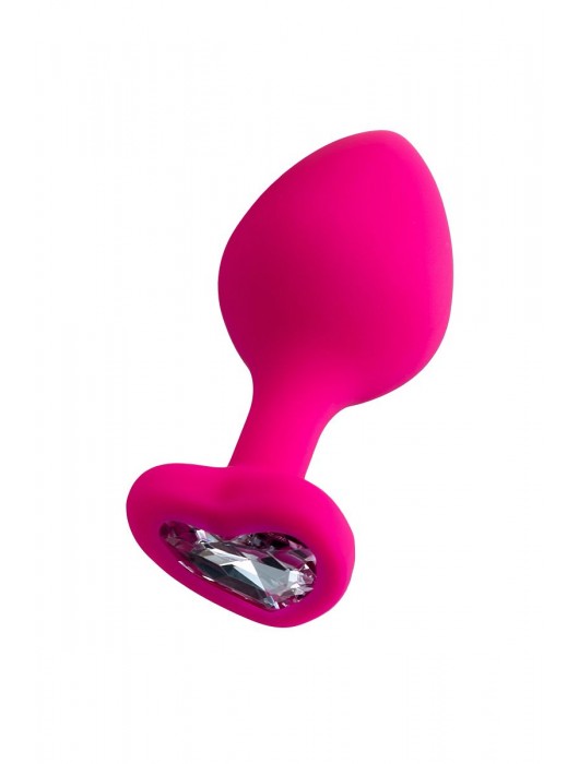 Розовая анальная втулка Diamond Heart с прозрачным кристаллом - 8 см. - ToyFa - купить с доставкой в Ижевске