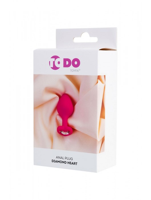 Розовая анальная втулка Diamond Heart с прозрачным кристаллом - 8 см. - ToyFa - купить с доставкой в Ижевске