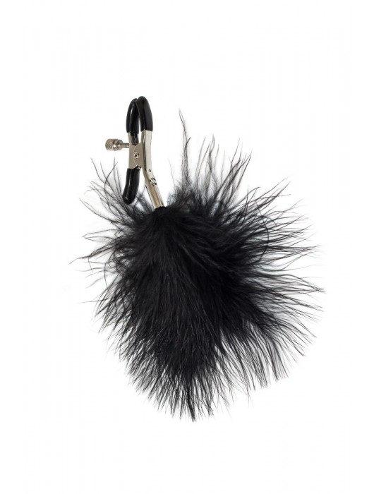 Зажимы на соски с черным пухом Euphoric - Lola Games - купить с доставкой в Ижевске