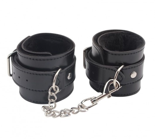 Черные оковы на ноги Obey Me Leather Ankle Cuffs - Chisa - купить с доставкой в Ижевске