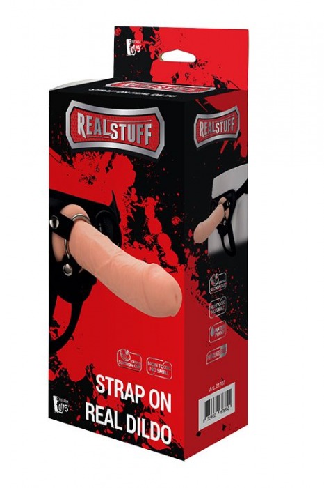 Черные трусики с телесной насадкой STRAP ON REAL DILDO - 21 см. - Dream Toys - купить с доставкой в Ижевске