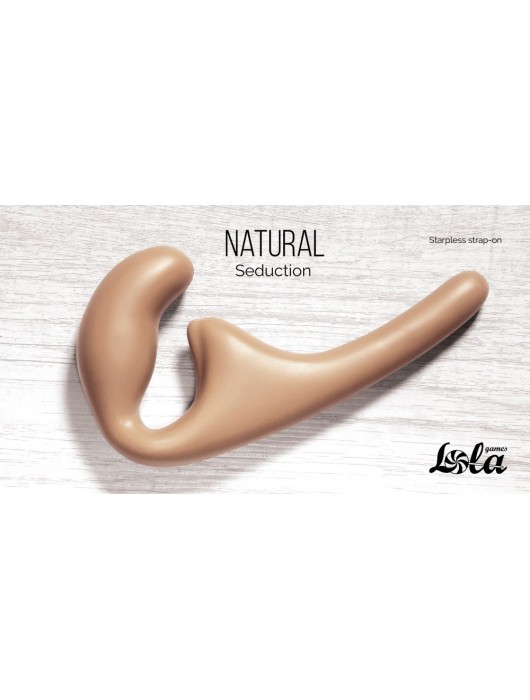 Бежевый безремневой страпон Seduction - 20,5 см. - Lola Games - купить с доставкой в Ижевске