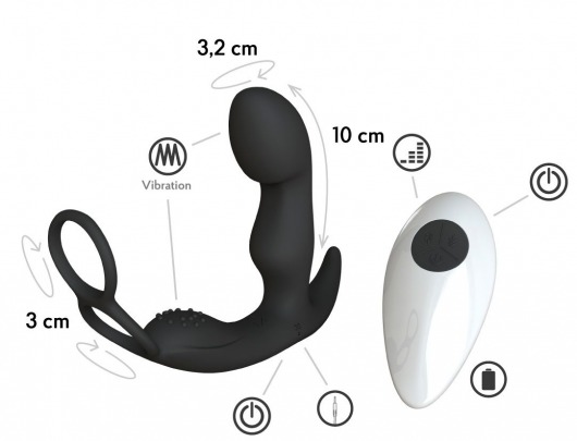 Черный вибромассажер простаты Taurus с эрекционным кольцом - Le Frivole - в Ижевске купить с доставкой