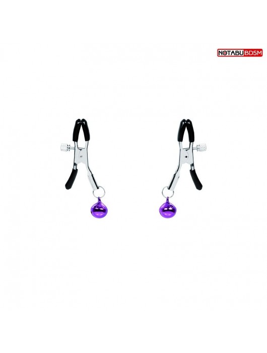 Оригинальные зажимы на соски с фиолетовыми шариками - Notabu - купить с доставкой в Ижевске