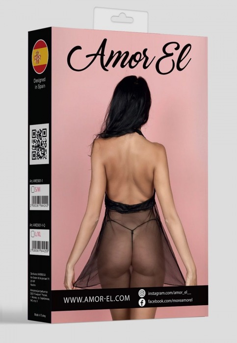 Эротический прозрачный бэби-долл с кружевным верхом - Amor El купить с доставкой