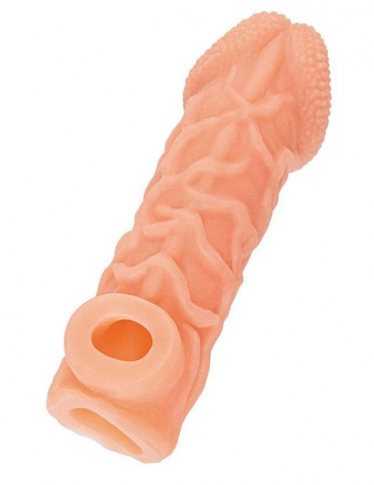 Телесная закрытая насадка с венками Cock Sleeve Size S - 13,8 см. - KOKOS - в Ижевске купить с доставкой