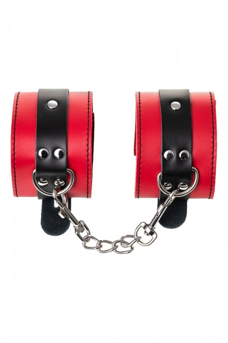 Красно-черные оковы на ноги из кожи - ToyFa - купить с доставкой в Ижевске