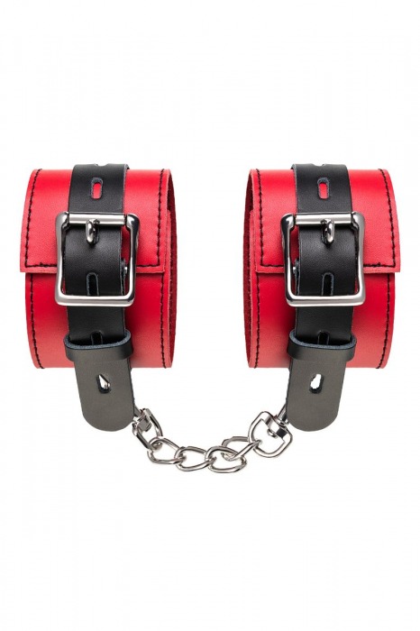 Красно-черные оковы на ноги из кожи - ToyFa - купить с доставкой в Ижевске