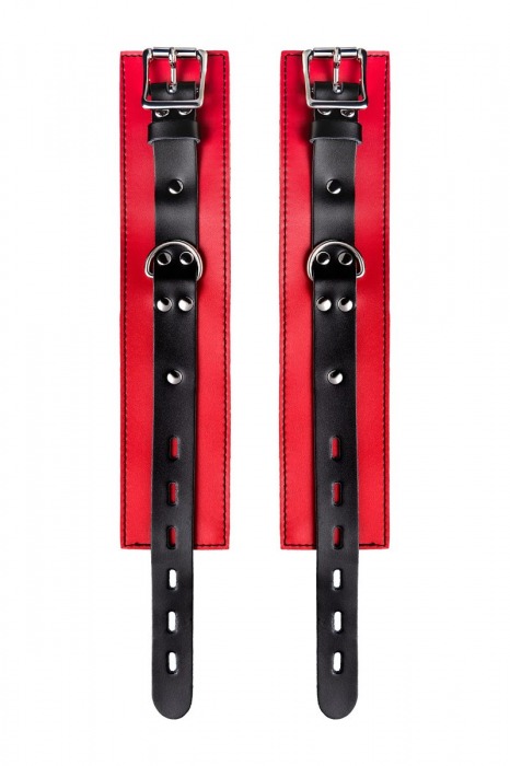 Красно-черные оковы на ноги из кожи - ToyFa - купить с доставкой в Ижевске