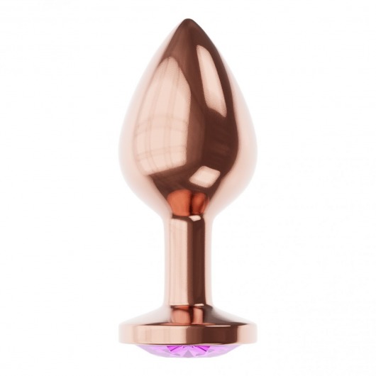 Пробка цвета розового золота с фиолетовым кристаллом Diamond Amethyst Shine S - 7,2 см. - Lola Games - купить с доставкой в Ижевске
