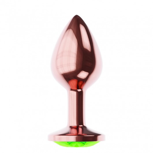 Пробка цвета розового золота с лаймовым кристаллом Diamond Emerald Shine S - 7,2 см. - Lola Games - купить с доставкой в Ижевске