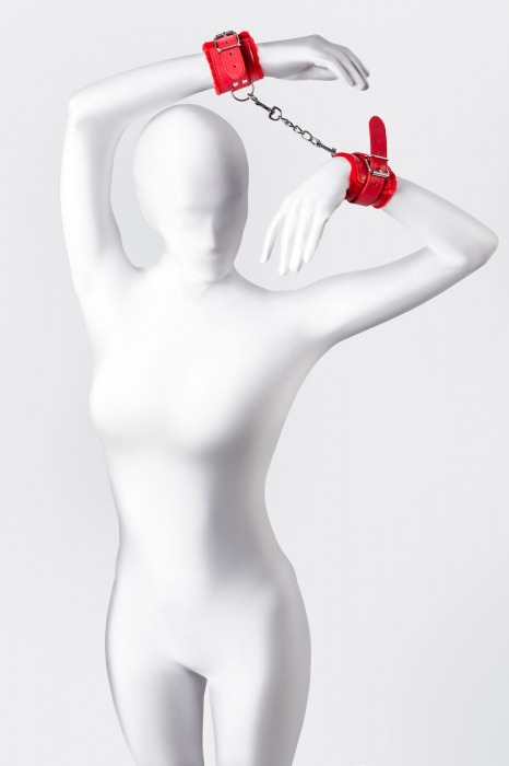 Красные наручники Anonymo из искусственной кожи - ToyFa - купить с доставкой в Ижевске