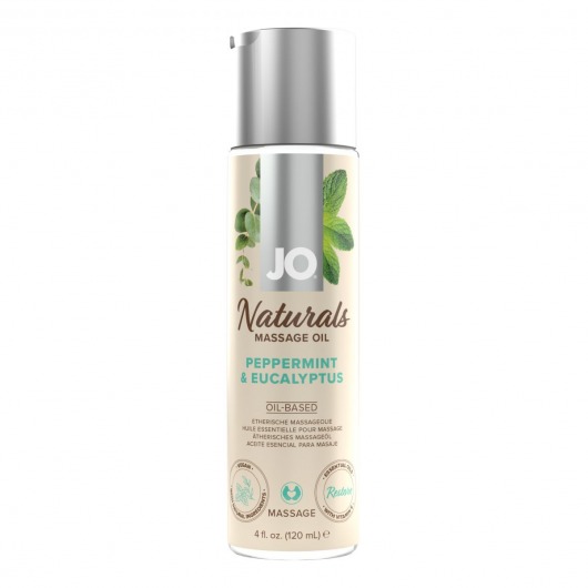 Массажное масло с ароматом перечной мяты и эвкалипта JO Naturals Peppermint   Eucalyptus - 120 мл. - System JO - купить с доставкой в Ижевске