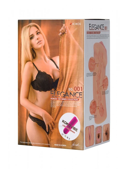 Реалистичный мастурбатор-вагина телесного цвета Elegance.001 с вибрацией - KOKOS - в Ижевске купить с доставкой
