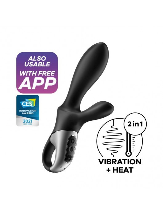 Черный анальный вибратор Heat Climax+ с функцией нагрева - 20,6 см. - Satisfyer - в Ижевске купить с доставкой
