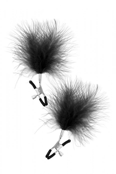 Зажимы на соски с черными пуховыми кисточками Sweet Caress Feather Nipple Clumps - Sweet Caress - купить с доставкой в Ижевске