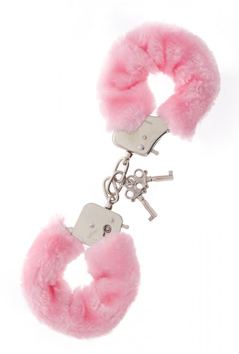 Металлические наручники с розовой меховой опушкой METAL HANDCUFF WITH PLUSH PINK - Dream Toys - купить с доставкой в Ижевске