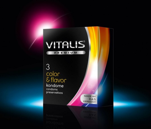 Цветные ароматизированные презервативы VITALIS PREMIUM color   flavor - 3 шт. - Vitalis - купить с доставкой в Ижевске