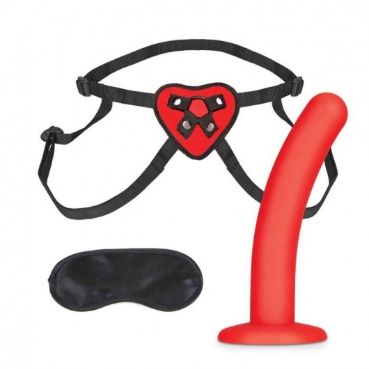 Красный поясной фаллоимитатор Red Heart Strap on Harness   5in Dildo Set - 12,25 см. - Lux Fetish - купить с доставкой в Ижевске