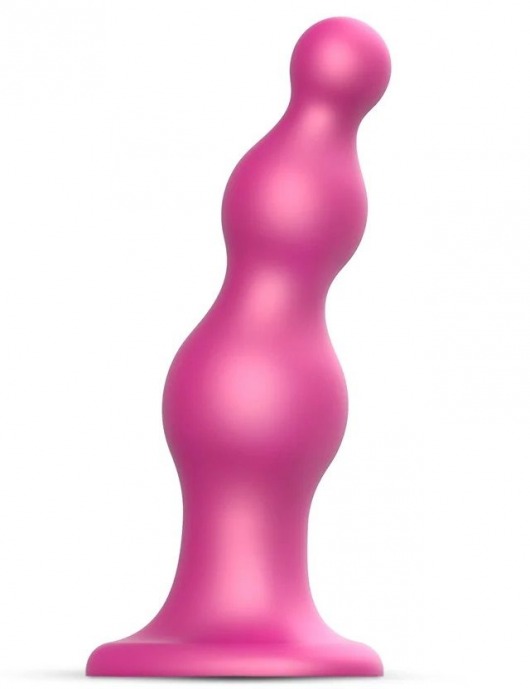 Розовая насадка Strap-On-Me Dildo Plug Beads size S - Strap-on-me - купить с доставкой в Ижевске