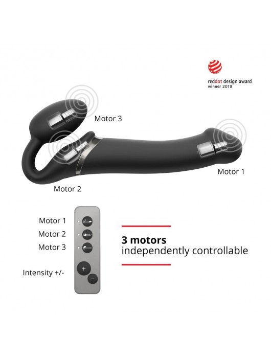 Черный безремневой вибрострапон Silicone Bendable Strap-On - size XL - Strap-on-me - купить с доставкой в Ижевске