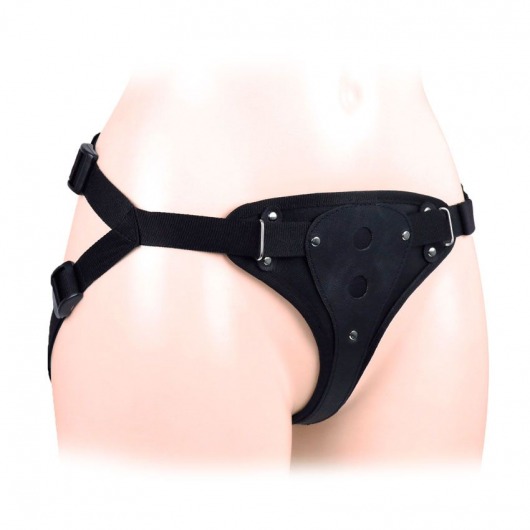 Черный пояс-трусики в комплекте с коннектором и насадкой - Notabu - купить с доставкой в Ижевске