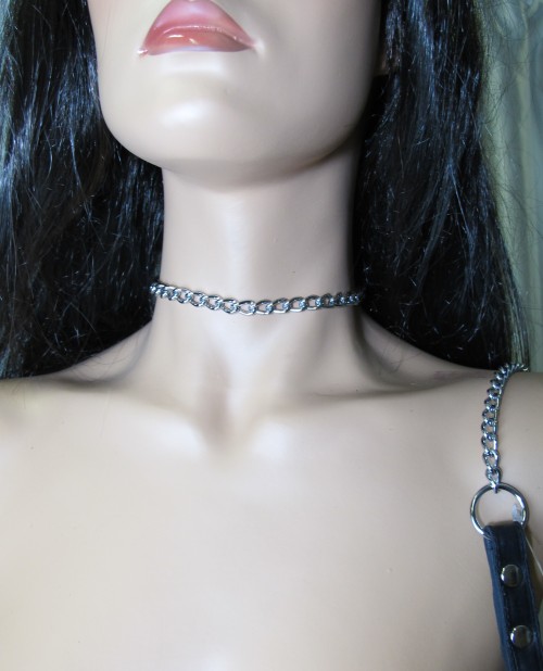 Металлический поводок с кожаной петлёй - БДСМ Арсенал - купить с доставкой в Ижевске