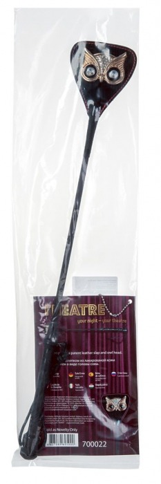 Чёрный стек с совой на кожаном наконечнике - 24 см. - ToyFa - купить с доставкой в Ижевске