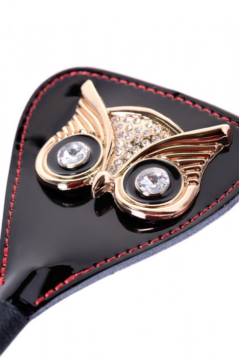 Чёрный стек с совой на кожаном наконечнике - 24 см. - ToyFa - купить с доставкой в Ижевске