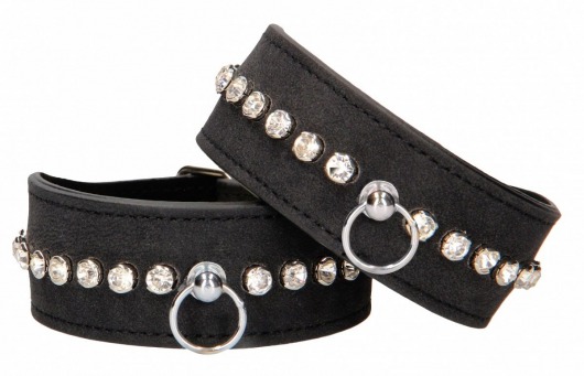 Черные поножи Diamond Studded Ankle Cuffs - Shots Media BV - купить с доставкой в Ижевске