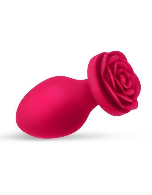 Малиновая анальная втулка с основанием-розой - 7 см. - Bior toys