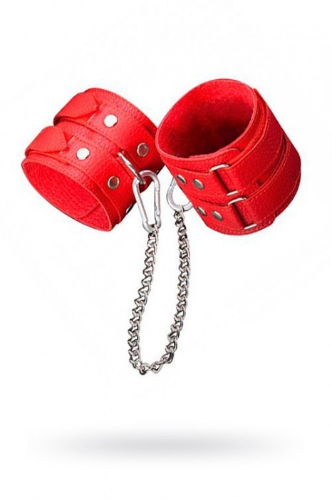 Кожаные красные оковы с цепочкой - Sitabella - купить с доставкой в Ижевске