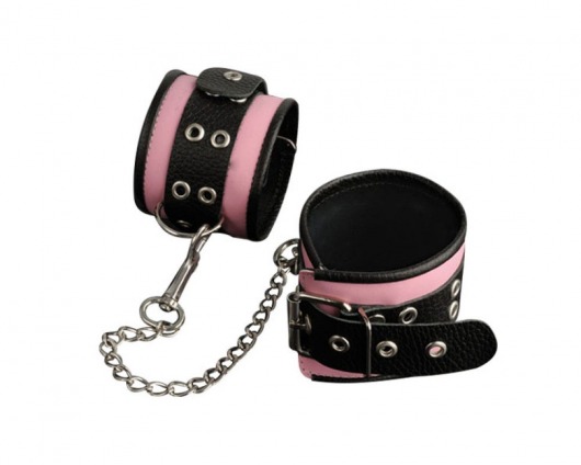 Кожаные розовые оковы с черным широким ремешком - Sitabella - купить с доставкой в Ижевске
