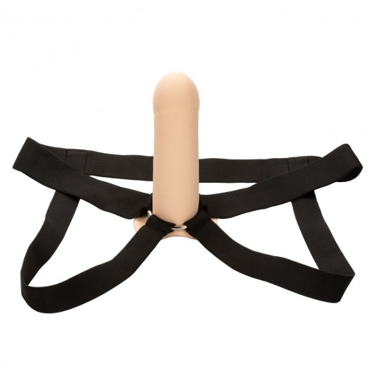 Телесный фаллопротез из силикона Extension with Harness - 15,75 см. - California Exotic Novelties - купить с доставкой в Ижевске