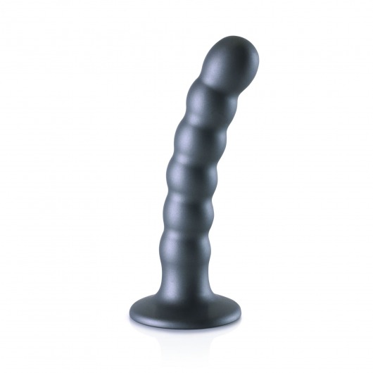 Серый фаллоимитатор Beaded G-Spot - 13,8 см. - Shots Media BV