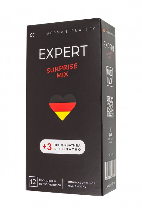 Презервативы EXPERT Surprise Mix - 12 шт.(+3 в подарок) - Expert - купить с доставкой в Ижевске