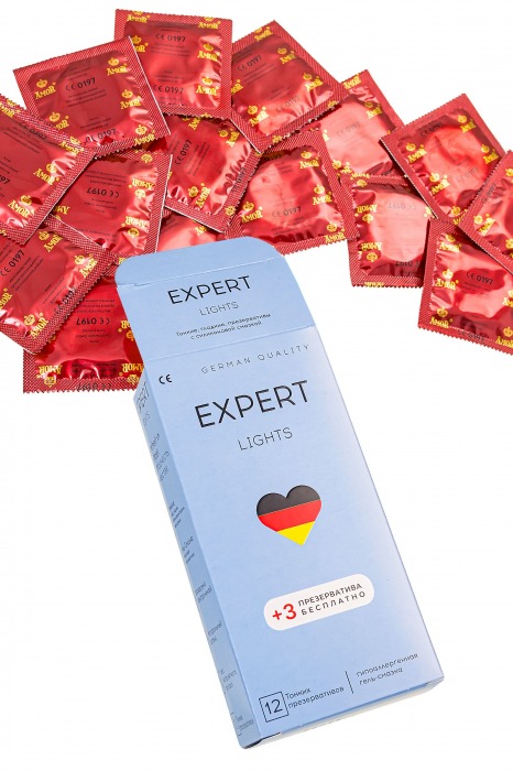 Ультратонкие презервативы EXPERT Lights - 12 шт.(+3 в подарок) - Expert - купить с доставкой в Ижевске