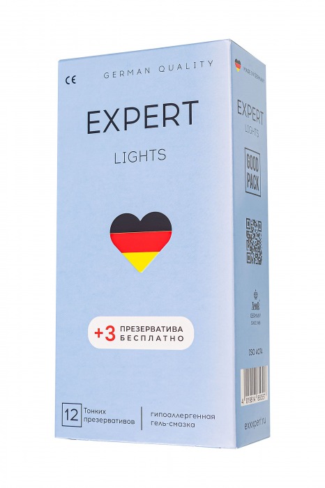 Ультратонкие презервативы EXPERT Lights - 12 шт.(+3 в подарок) - Expert - купить с доставкой в Ижевске