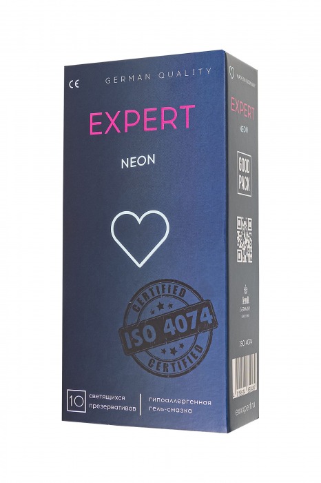 Светящиеся в темноте презервативы EXPERT Neon - 10 шт. - Expert - купить с доставкой в Ижевске