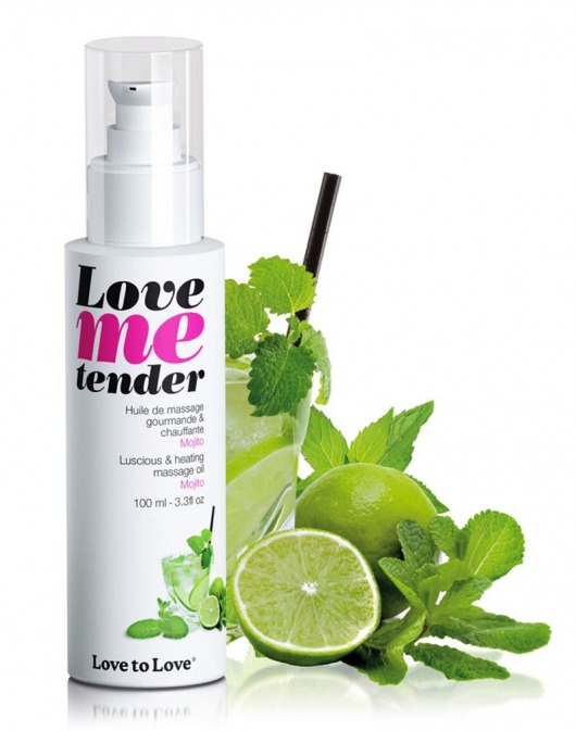 Съедобное согревающее массажное масло Love Me Tender Mojito с ароматом мохито - 100 мл. - Love to Love - купить с доставкой в Ижевске
