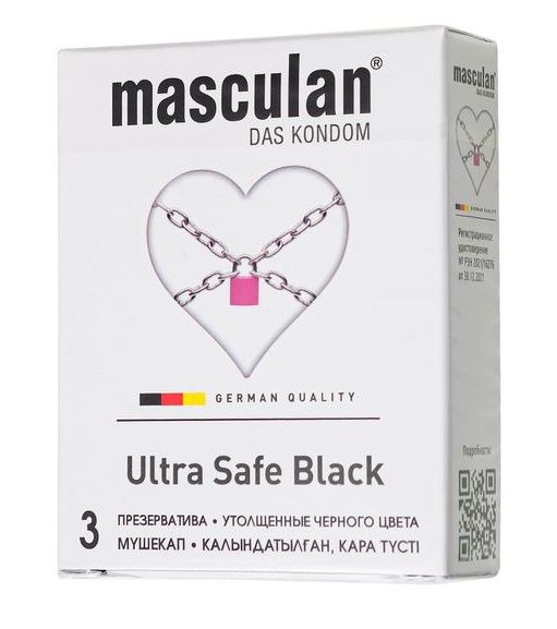 Ультрапрочные презервативы Masculan Ultra Safe Black - 3 шт. - Masculan - купить с доставкой в Ижевске