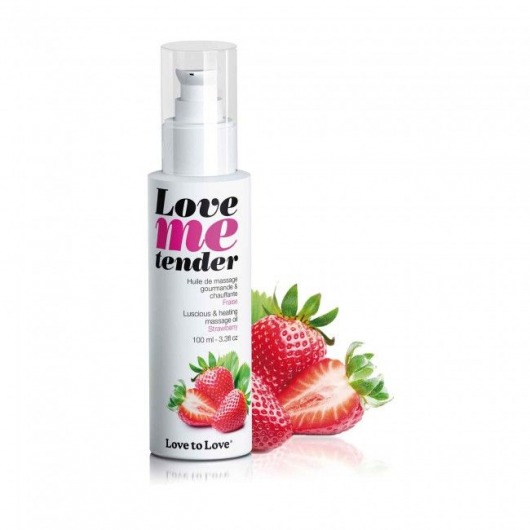 Съедобное согревающее массажное масло Love Me Tender Strawberry с ароматом клубники - 100 мл. - Love to Love - купить с доставкой в Ижевске