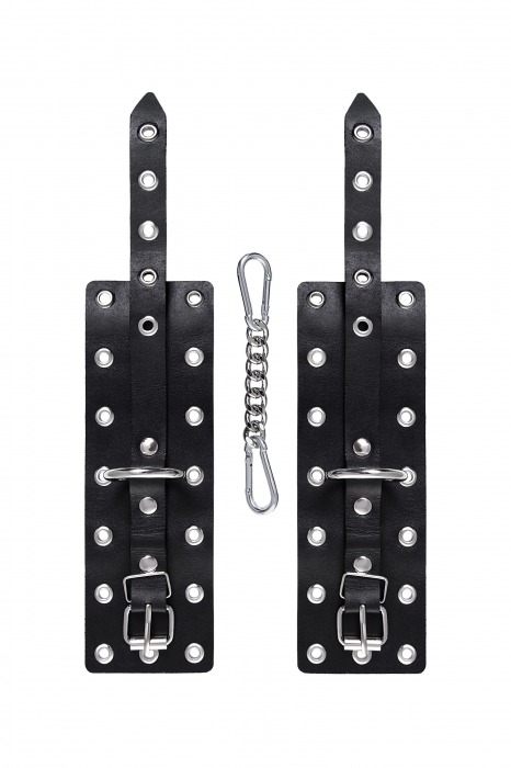 Черные кожаные однослойные наручники с люверсами - Pecado - купить с доставкой в Ижевске