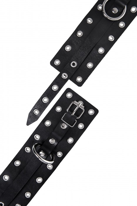 Черные кожаные однослойные оковы с люверсами - Pecado - купить с доставкой в Ижевске