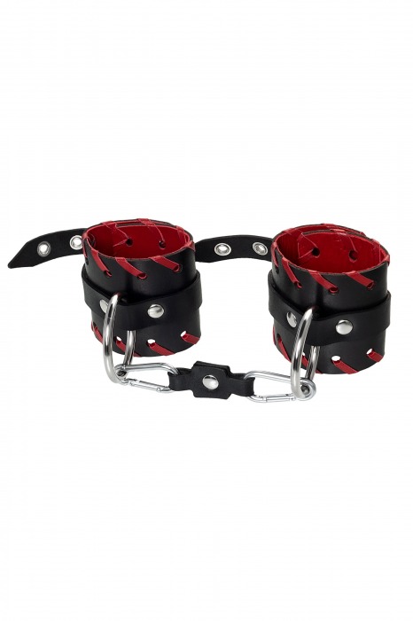 Черно-красные наручники из натуральной кожи - Pecado - купить с доставкой в Ижевске