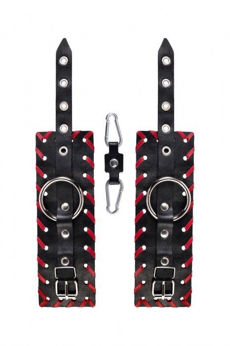 Черно-красные наручники из натуральной кожи - Pecado - купить с доставкой в Ижевске