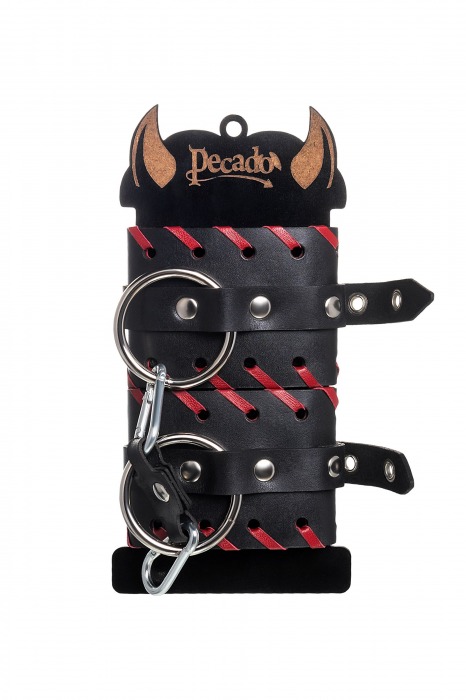 Черно-красные наручники из натуральной кожи - Pecado - купить с доставкой в Ижевске